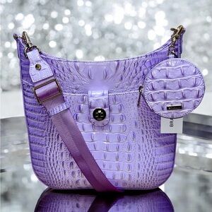 NWT Brahmin Leather LEIA Crossbody and Coin Purse Set, Gentle Lavender Melbourne